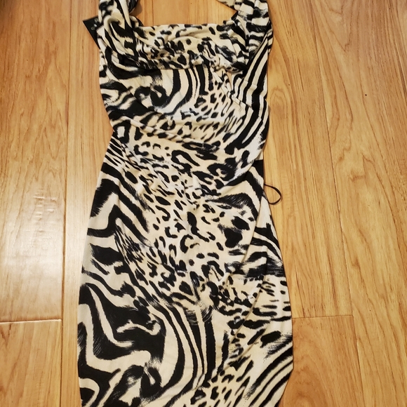 NWT Bebe dress animal print cowel neck open back size M - Picture 2 of 8